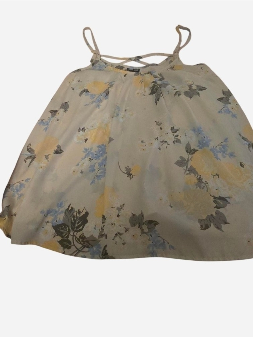 Torrid Size 1 Floral Strappy Cami Tank Top Beige Blue Yellow Flowy